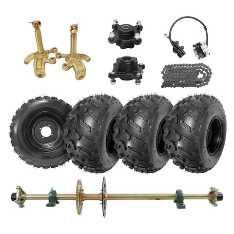 44 Inch Rear Axle Kit For Go Karts And DIY Builds, Tough As Nails, with wheels, 530 Chain Sprocket, 220mm Brake Disc included