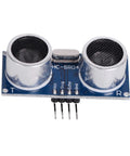Front view of HC-SR04 Ultrasonic Sensor from Two Pack HC-SR04 Ultrasonic Sensor Module Kit With Housing And Mounting Brackets And 10P Jumper Cables