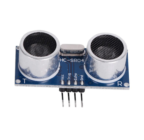 Front view of HC-SR04 Ultrasonic Sensor from Two Pack HC-SR04 Ultrasonic Sensor Module Kit With Housing And Mounting Brackets And 10P Jumper Cables