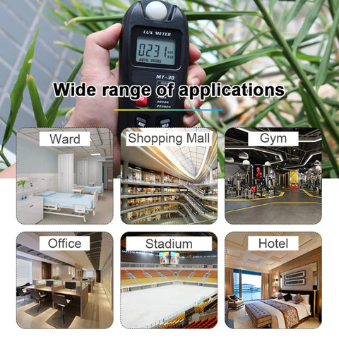 Digital Lux Meter For Indoor Outdoor Lighting Ultra Portable Illuminance Meter With Range 0.1 To 200000 Lux Large LCD Display High Precision 4 Percent Fast Sampling Easy Readouts For Photography Plant Growth And Job Sites used in plant lighting