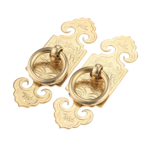 Antique Brass Ring Pulls Two Pack 10cm 3.94 Inch Classic Chinese Style Furniture Hardware for Dressers and Cabinets