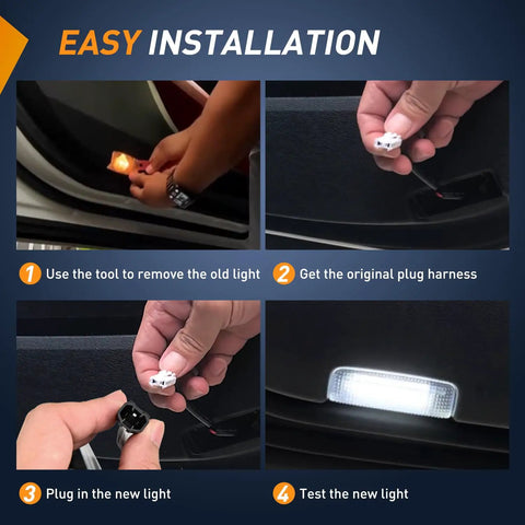 2 Pack White LED Interior Door Panel Lights Courtesy Lamps Plug And Play For Toyota Avalon Camry Sienna Prius 4Runner Lexus IS ES GS LS RX GX LX And Subaru BRZ Easy Installation Steps
