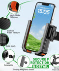 2-In-1 Golf Cart Phone Holder Mount With Magnetic Base And Vise Clamp showing parts for 4.5-7 inch smartphones like iPhone, Galaxy, Google