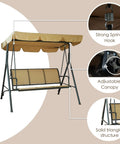 Three Person Outdoor Porch Swing with Canopy Shade, showcasing breathable Textilene seat, adjustable canopy, and solid steel frame.