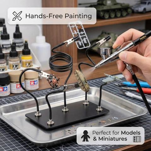 All In One Soldering Station With Base Stand And Built In Storage For 20 Flexible Alligator Clips Adjustable Arms for model painting