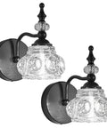 Two Pack Black Wall Sconces With Glass Shade Dope Vanity Bath Lighting Rust Proof Durable Wall Lamps Using G9 Bulbs Ideal For Bedroom Bathroom Living Room And Hallways