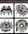 Front Wheel Hub And Bearing Assembly For 2006 To 2008 Dodge Ram 1500 2500 3500 4x4 8 Lug Wheel With ABS Replacement shown in multiple angles