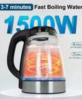 Electric Kettle With Temperature Control, 6 Presets For Tea, Coffee And Herbal, Fast Boil 1.7L, Borosilicate Glass, 1500W
