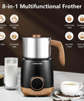 8 In 1 Milk Frother And Steamer With 550 Watts Power, 21 Ounce Split Stainless Steel Pitcher For Latte And Cappuccino, Make Hot Or Cold Froth, Heats Milk, Whips Chocolate Milk, Baby Food And More, Auto Shutoff For Convenience At Home Cafe Vibe