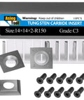 Slick Replacement Carbide Knife Inserts For Spiral Helical Planer Heads 14X14X2Mm 30 Degree Bevel R150 ten pack with mounting screws.