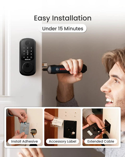 Installation process of Ultra Secure WiFi Fingerprint Smart Door Lock With Remote App Control and Digital Keypad in under 15 minutes.
