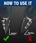Step Drill Bit Set With Nineteen Sizes From Three Sixteenth Inch To One And Three Eighth Inch Double Fluted Cutting Bits demonstration