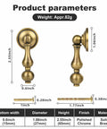 Antique Brass Cabinet Drop Pulls 6 Pack Solid Brass Dresser Drawer Knobs with backplates dimensions and specifications