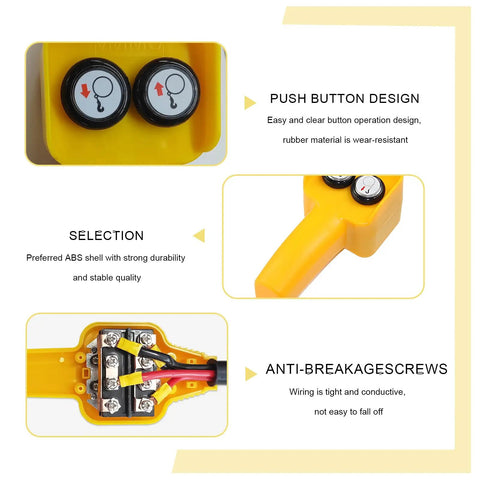 Jnixij Wired Winch Handheld Remote Controller With Forward And Reverse Control Buttons For 12V Electric Winches, yellow ABS body, clear buttons.