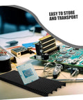 Antistatic Bar Rack Set For PCB Care And Storage, Split Tray Lid ESD Tray Organizer with circuit boards on workspace