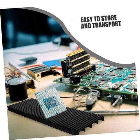Antistatic Bar Rack Set For PCB Care And Storage, Split Tray Lid ESD Tray Organizer with circuit boards on workspace