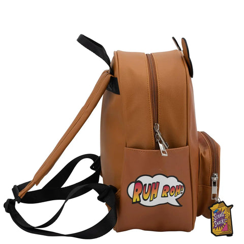 Side view of Snag This Totally Rad Scooby Doo Big Face Mini Backpack Purse crafted from premium faux leather.