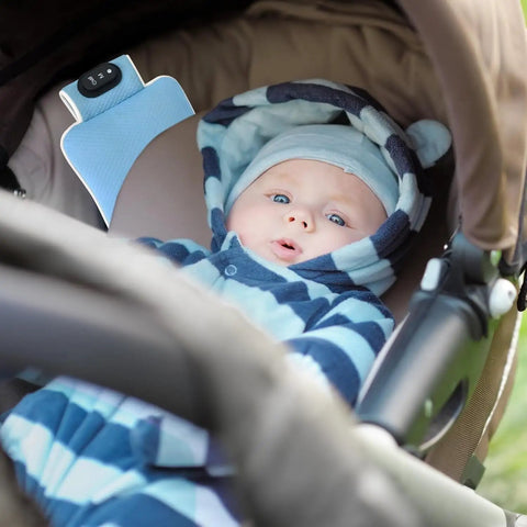 Ultimate Baby Sleep Soother With Three Adjustable Vibration Modes And 90 Minute Timer in stroller with baby