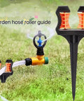 Easy Install Garden Hose Guide Spikes Top Roller No Tools Boost Irrigation Efficiency Quick Hose Positioning Lawn Spikes Holder