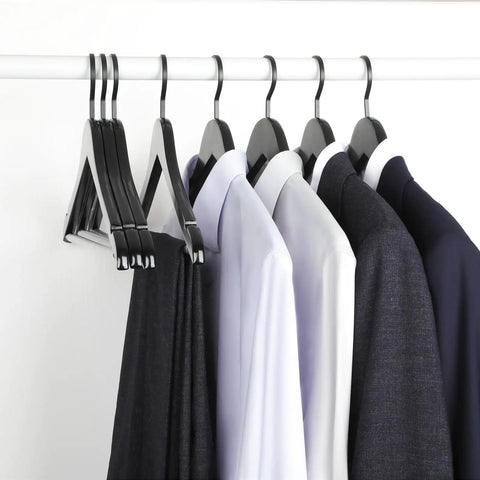 Beefy Heavy Duty Wooden Hangers For Coats And Pants With Non Slip Bar Notches And Extra Thick Flat Hook 0.53 Inch Thick Hangers