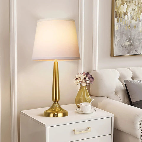 Touch Table Lamp Set for Bedroom Two Pack with USB Port and Power Outlet 3 Way Dimmable Bedside Lamps Daylight White Light