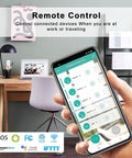 Zigbee Smart Power Strip Surge Protector With Fast Charging And Four Independently Switched Outlets Syncs With Alexa Google Home Philips Hue Black Slick Hub, remote control interface displayed on smartphone.