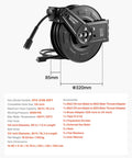 Heavy Duty Pressure Washer Hose Reel 60 Feet By One Quarter Inch Auto Rewind Steel Wall Mount For Car Wash Garden And Floor Cleaning 4000 PSI Max Smooth Retractable Hose Reel With Tangle Free Operation, showing measurements and accessories.
