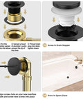 Step-by-step assembly guide for High End Matte Black Tip Toe Bathtub Drain Kit With Snap On Hair Catcher And No Sweat Leak Proof Design.