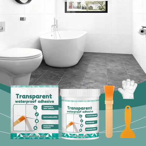 Killer Clear Roof Sealant And Heavy Duty Waterproof Adhesive That Slaps Down A Tight Leak Barrier On Tile Grout Concrete Patios And Basements All Season Long in a modern bathroom setting.