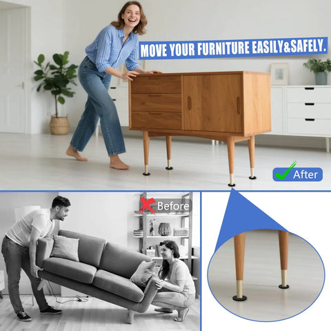 16-Piece Felt Furniture Sliders For Hardwood Floors, 3-1/4 Inch Glide Pads in use, moving furniture easily, protecting floors