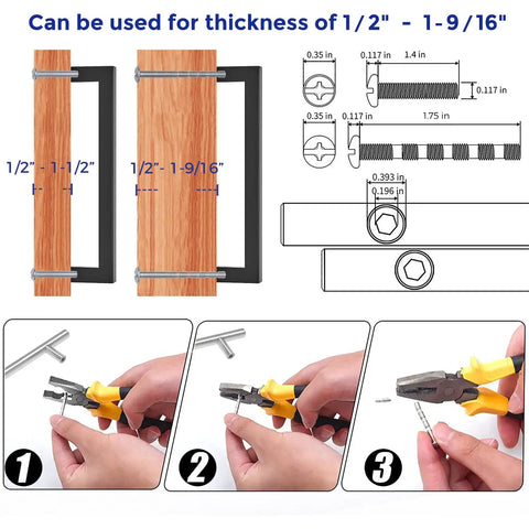 18 Pack 6 1/4 Inch Square Cabinet Handles In Matte Black Stainless Steel Drawer Pulls installation guide and dimensions