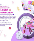 Girls 16 Inch BMX Bike With Training Wheels, Utility Basket And Streamers, Pink Kid Bike For Beginners Aged 4 To 9, Lightweight Steel Frame, Safe Brakes, Easy Start For First Time Riders, rear view