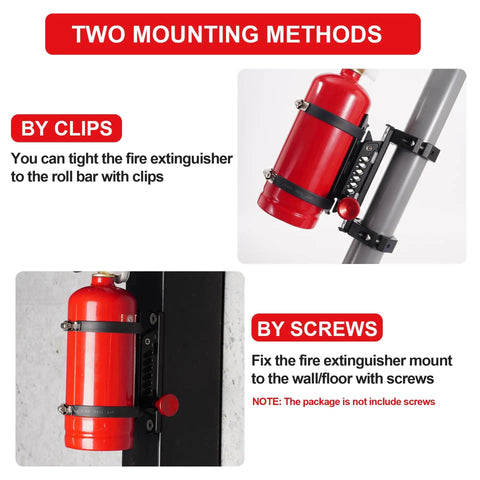 Quick Release Fire Extinguisher Mount Bracket For Offroad Jeeps And Utvs Secures 1-10 Lb Extinguishers on a roll bar and wall mount