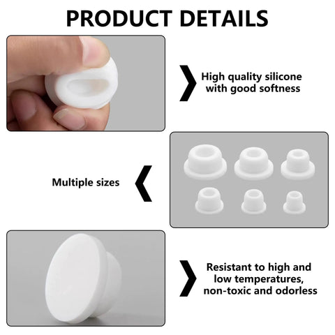 24 Pack Silicone Bathtub Jet Hole Plugs Covers In 6 Sizes White Keeps Debris And Hair Out Of Your Jetted Tub Fits Most Tubs