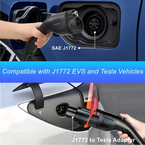 Portable Level 1 And Level 2 Electric Vehicle Charger 40 Amps With 25 Foot Cable Nema 1450 And 515 Adapters For All Evs That Is An Absolute Beast Whenever You Need Rapid Juice For Your Ride, SAE J1772 connector charging.