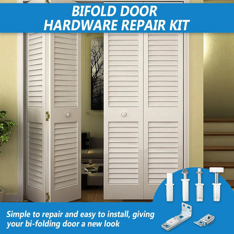 Bifold Door Hardware Repair Kit For Doors From One To One And Three Eighths Inches Thick Up To Fifty Pounds Includes Top And Bottom Brackets Pivots And Guide Wheel Two Sets Heavy Duty Stainless Steel And Nylon Parts