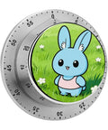 Colorful Meadow Rabbit Countdown Timer for Kitchen and Classroom All In One Timekeeper with Rotating Dial Time Saver Durable Stainless Steel Build Space Saving Interval Regulator for Cooking Baking Home Decor and Office Tasks