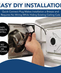 Hand installing replacement bath fan cover with color changing LED light adjustable brightness and scene modes and Sensonic Bluetooth speaker for ambient sound for your vibe not included with fan fits select bathroom fan models.