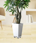 Furniture Caster Wheels ABS Portable Base Silent Movement for Cabinets on a potted plant holder in a modern room.