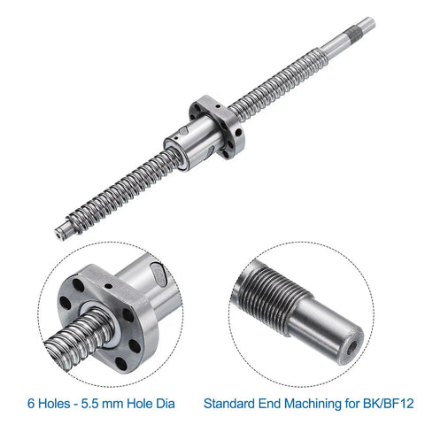 SFU1605 ball screw kit with 350mm length, 16mm diameter, anti-backlash nut, standard end machining for BK BF12 CNC machines