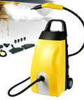 Heavy-Duty Steam Cleaner With Six Accessories For Deep Cleaning Floors, Grills, Autos And Home Surfaces High Pressure Washer, yellow unit with hose and attachments.