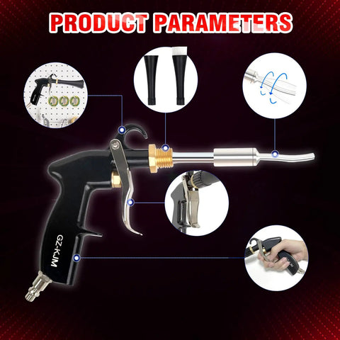 High Pressure Car Interior Spraying Gun With Two Nozzle Sets And Air Pulse Connector, black metal air blow gun with trigger