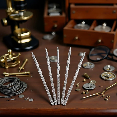 5 Piece Silver Movement Watch Stem Crown Kit For NH Series Movements NH35 NH36 NH38 NH39, DIY Watch Repair Spare Parts