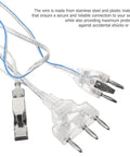 Fencing Body Cord And Mask Connector Cord For Foil, Durable, Easy Install showing stainless steel connectors and clear casing