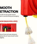 Retractable Extension Cord Reel 80 Ft, 12 AWG Industrial Grade Cable with Triple Tap Outlet showing smooth retraction mechanism