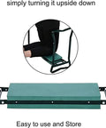 Garden Kneeler And Seat Heavy Duty Folding Bench with thick kneeling pad, showing its foldable design and use as a seat.