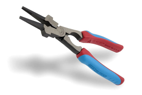 Built Like A Tank American Workshop Welding Pliers Equipped With Xlt Extreme Leverage To Crush Spatter Blast Nozzles Pry Bushings Loose Speedy Spring Loaded Groove Nose Jaws Pinch Draw Wire And Function As A Rock Solid Hammer At Nine Inches - close-up angle showing jaws and handles.