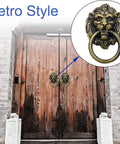 12 Pack Lion Head Cabinet Knobs Pulls With Mounting Screws For Drawer Dresser Wardrobe Kitchen Cupboard shown on wooden door