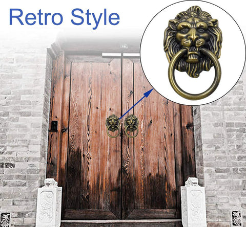 12 Pack Lion Head Cabinet Knobs Pulls With Mounting Screws For Drawer Dresser Wardrobe Kitchen Cupboard shown on wooden door