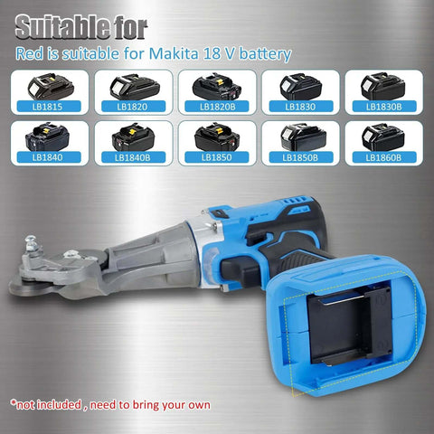 Cordless Nibbler For 18V And 21V Batteries, 1200 RPM Sheet Metal Cutter shown with Makita battery slots